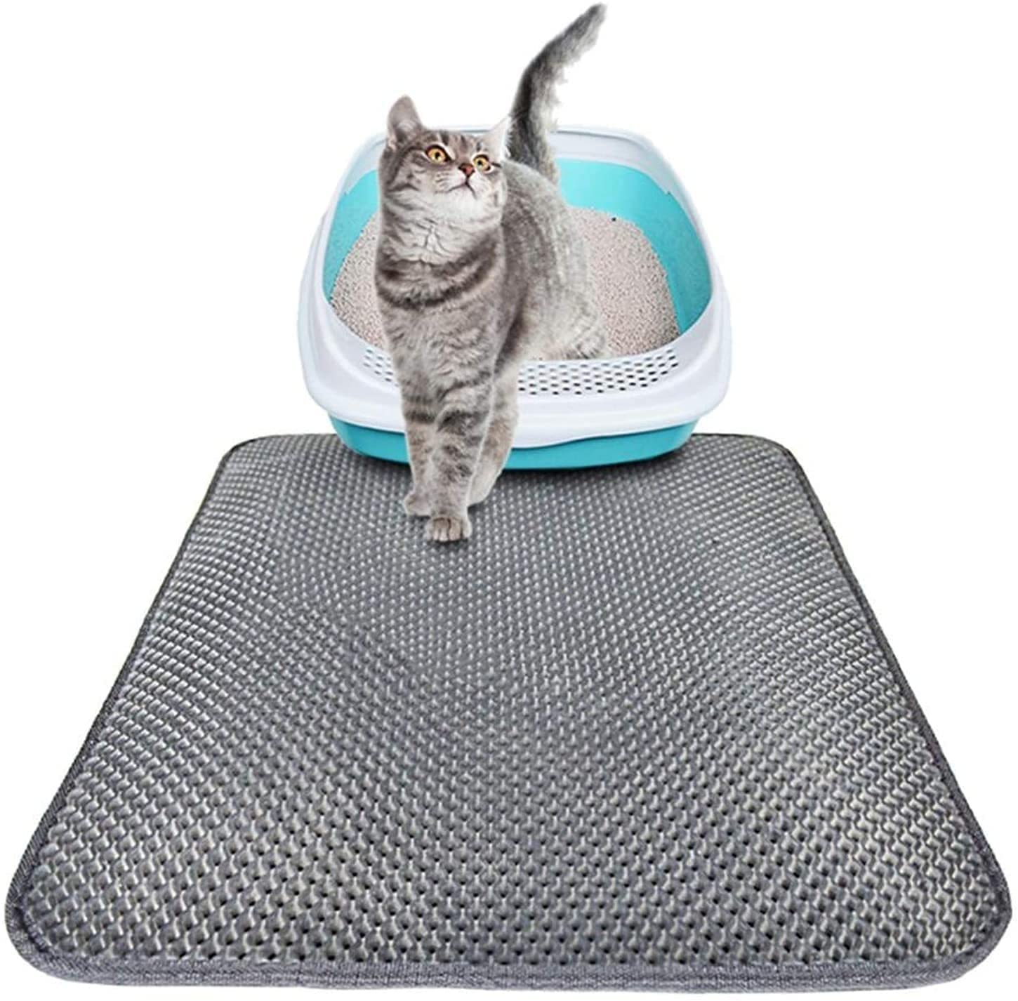 VIVAGLORY Tapete de arena para gatos, tapete para atrapar arena, 31 x 20  pulgadas, alfombra de arena para gatos con parte trasera impermeable, súper